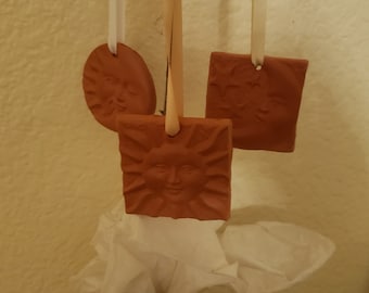 Terra Cotta Sun, Moon, Stars Oil Diffuser Set – Hand-Crafted Ornaments
