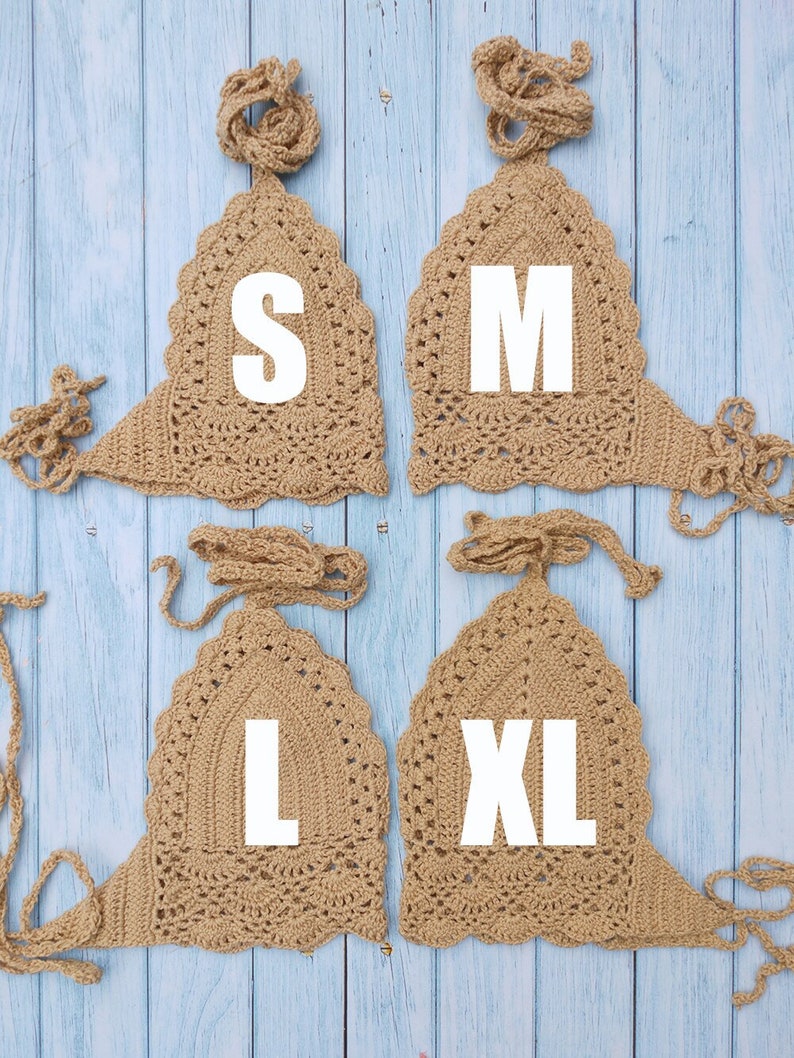 BEIGE Crochet Bikini Crop Top 100/% Cotton with additional colours in store.