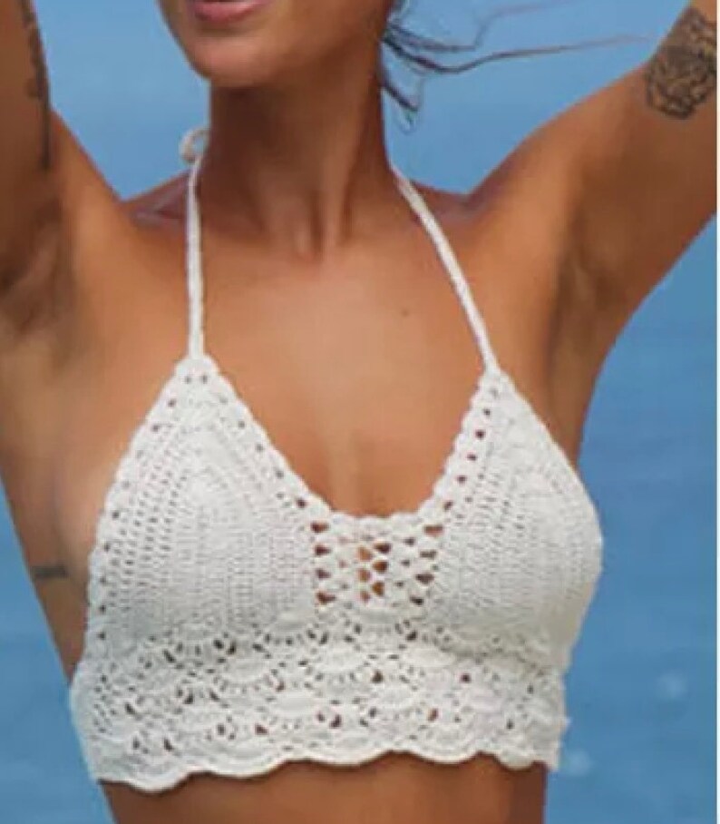 BEIGE Crochet Bikini Crop Top 100/% Cotton with additional colours in store.