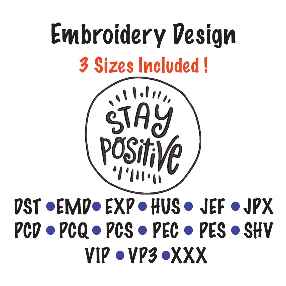 Stay positive embroidery design janome wtrvy elna  etsy Stay positive embroidery design janome wtrvy elna  etsy