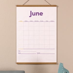 Undated Large Monthly Wall Calendar – Basic, Includes Stickers