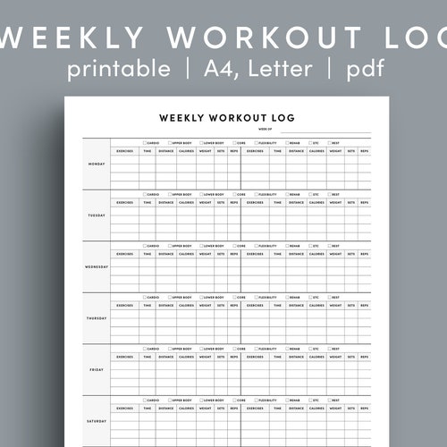 Daily Exercise Log Printable