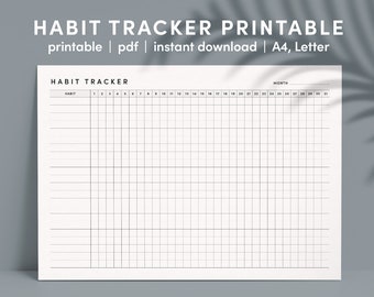 Simple Habit Tracker Printable, A4, Letter (PDF)