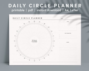 Daily Planner Printable, Circle Planner, Daily Timetable, Time Planner, Printable  Circle Planner, Instant Download, Pdf, A4, Letter, Digital - Etsy