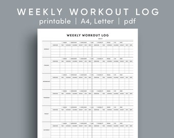Veckovis träningslogg: Fitnessplanerare (A4, Letter PDF)