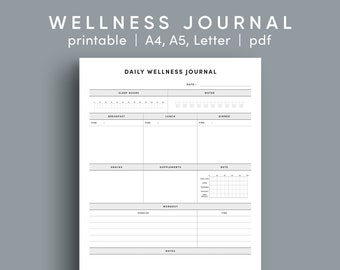 Daily Wellness Journal: Food & Fitness Planner (Printable PDF)