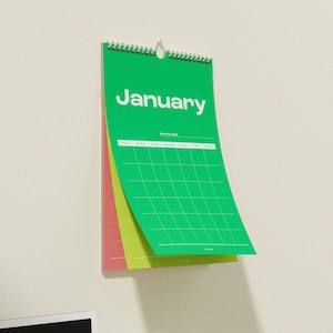 Colorful Monthly wall planner, Monthly planner, Hanging wall planner, Undated wall planner, 2024 Wall calendar