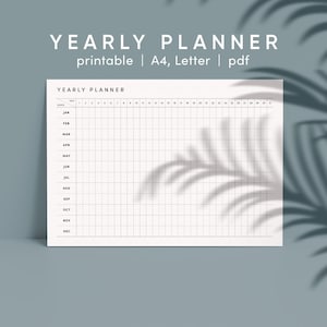 Yearly planner printable, printable yearly planner, yearly planner, planner, Scheduler, Instant Download, A4, letter, digital download