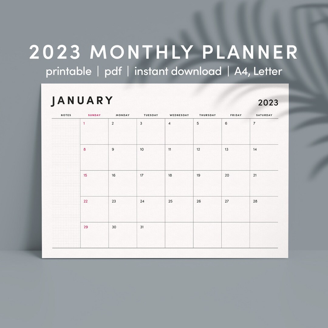 Printable 2023 Monthly Planner Printable 2023 Calendar Etsy