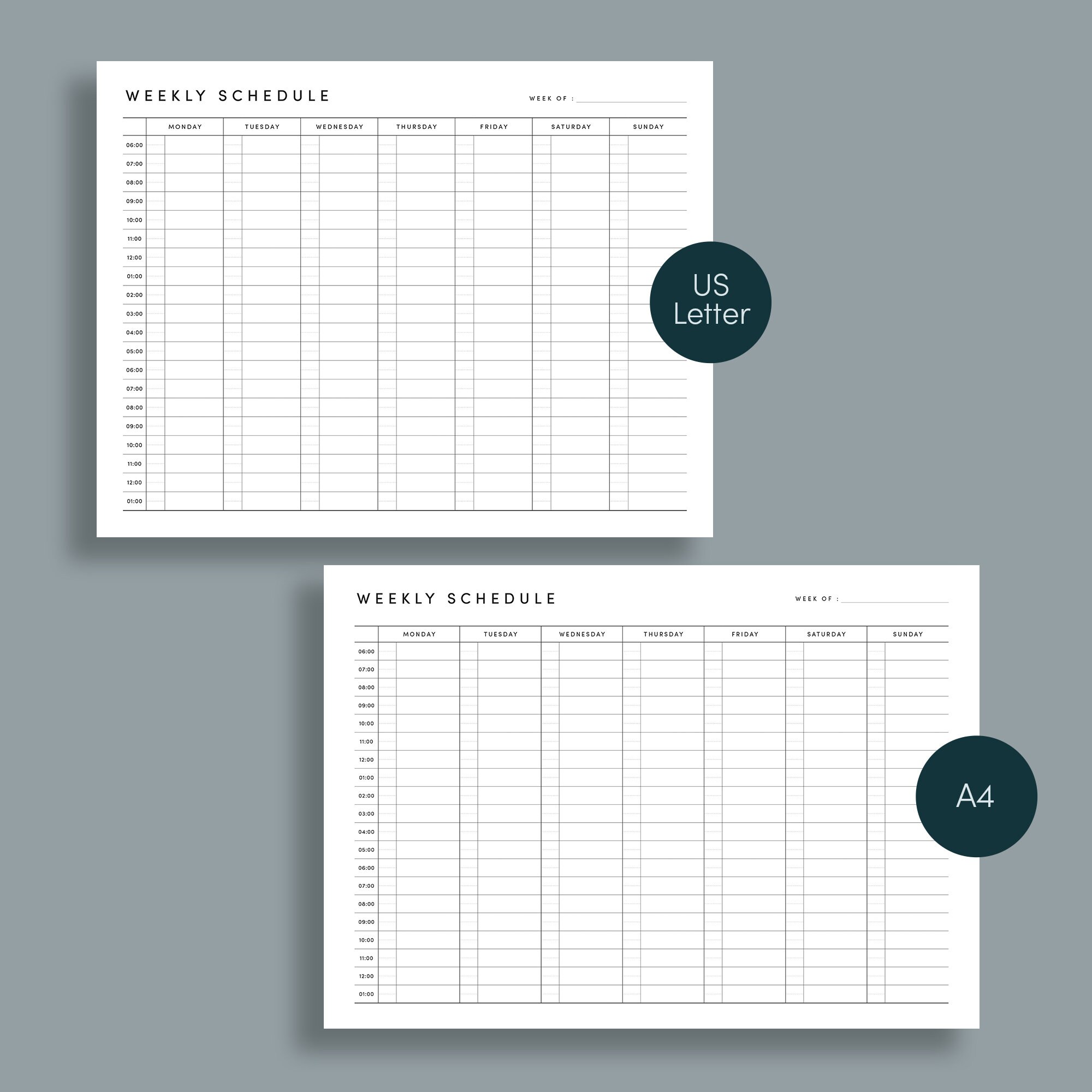 weekly planner printable weekly scheduler printable hourly etsy