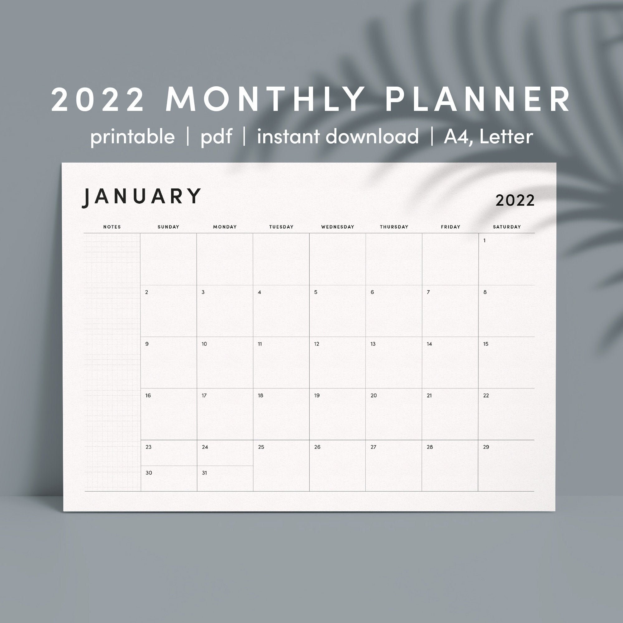 Monthly Calendar Coloring Pages 2022 Monthly Calendar Planner Etsy 
