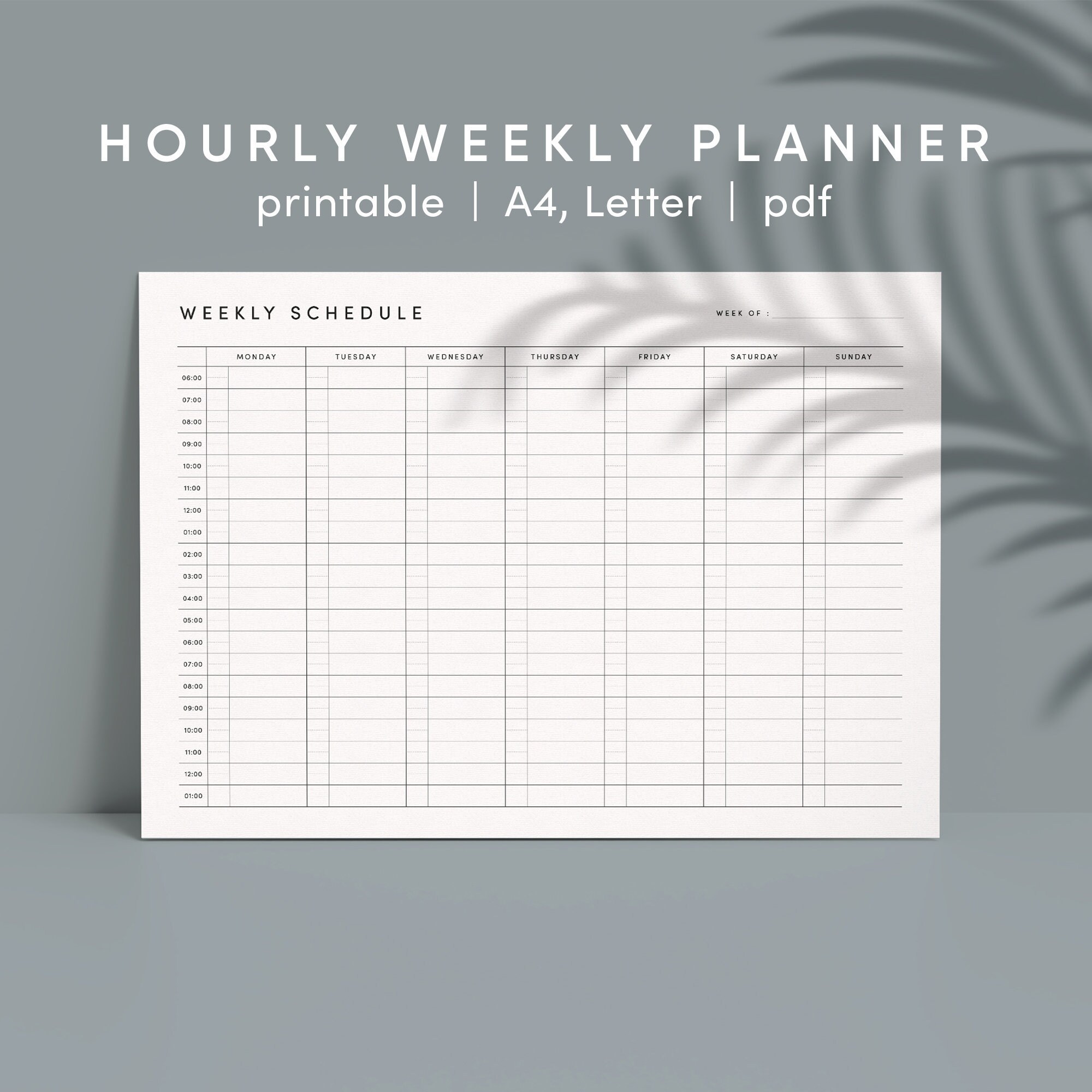 weekly planner printable weekly scheduler printable hourly etsy