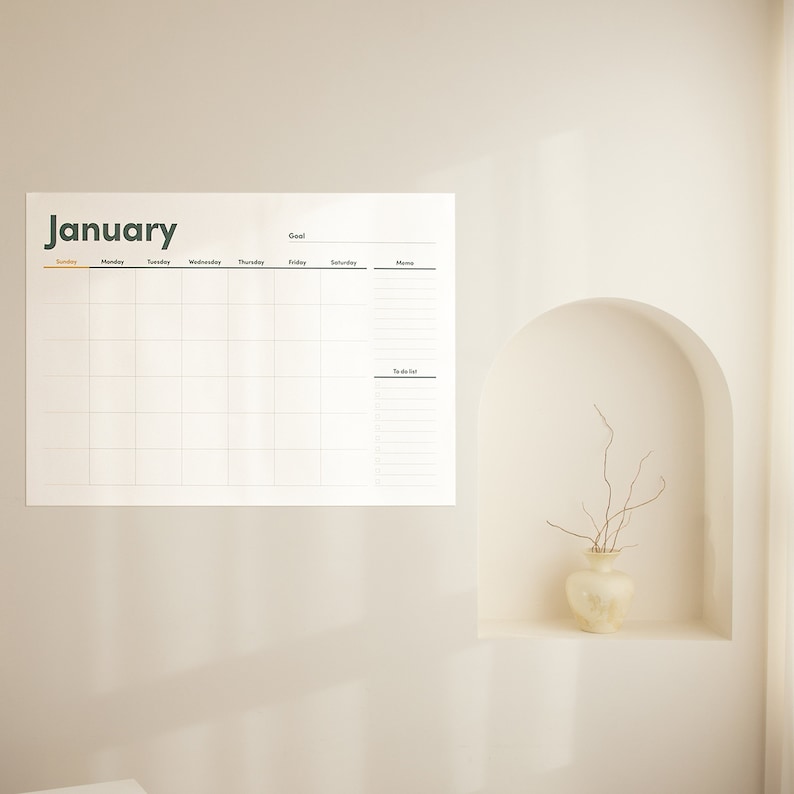 Monthly Wall Planner A1 Size Wall Calendar Wall Planner Etsy