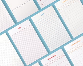 Daily Flow Notepad, Plain, Grid, Dot, Line, Planner, Weekly Planner, Monthly Planner, To Do List