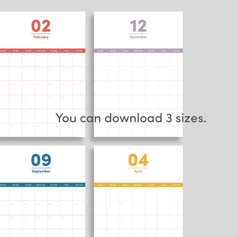 Wall Calendar Printable, Monthly Planner, Wall Planner, Wall Calendar ...