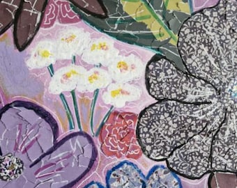 Collage of Abstract Flowers on A3 Paper