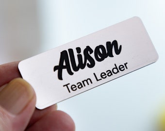 Personalised Engraved Name Badges ID Staff Work with Magnet