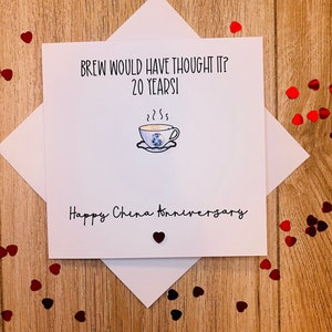 Cartão de 20º aniversário de casamento da "China" Xícara de chá