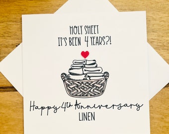 4th Anniversary Linen Card