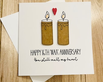 16th wedding anniversary WAX themed card