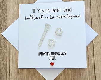 11 Years Steel Wedding Anniversary Card