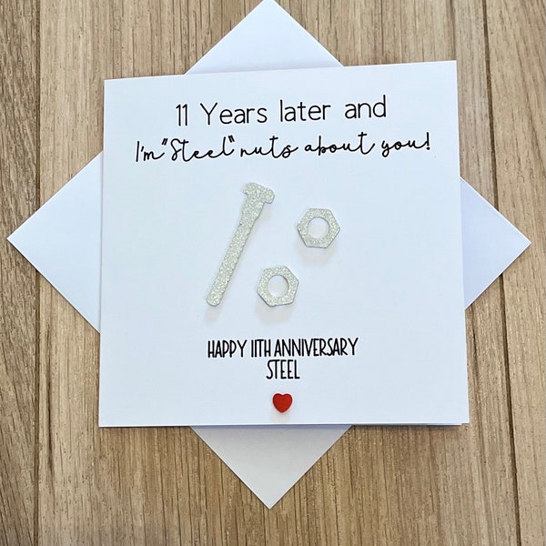 11 Years Steel Wedding Anniversary Card