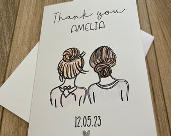 Wedding thank you bridesmaid/mother of the bride card