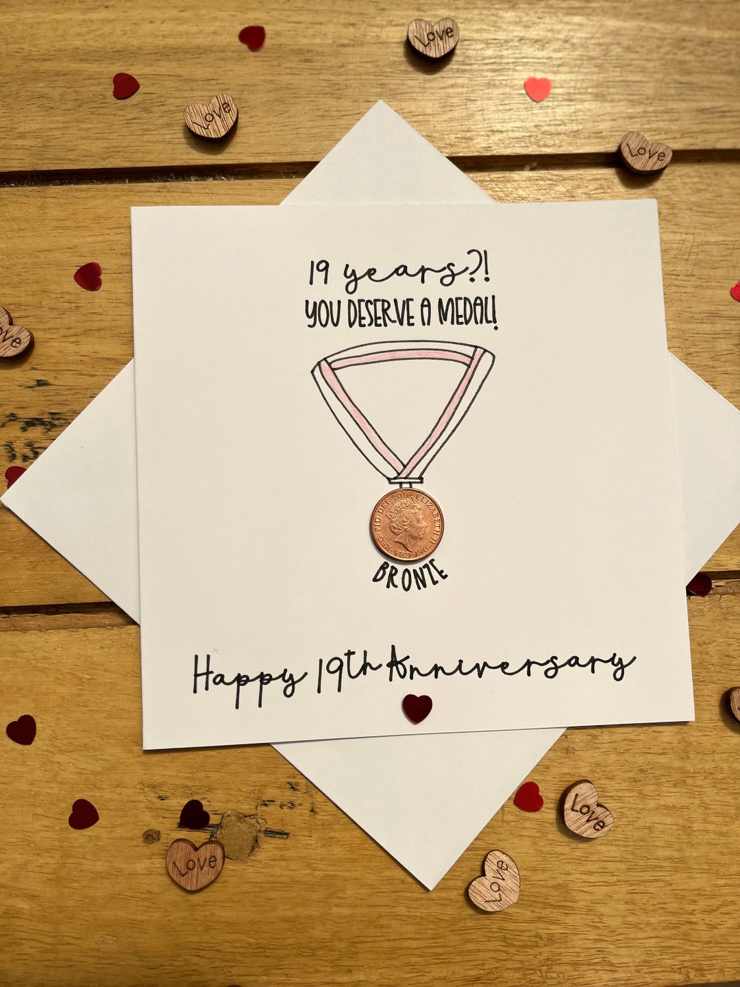 19th Bronze Wedding Anniversary Card Etsy