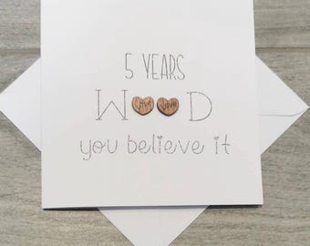 5 Year Wood Anniversary Card - Funny