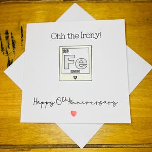 Carta per il 6° anniversario di matrimonio con tavola periodica di ferro, scherzo divertente