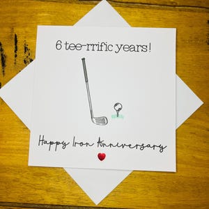Tarjeta del sexto aniversario de bodas de Iron Tee de GOLF, broma divertida