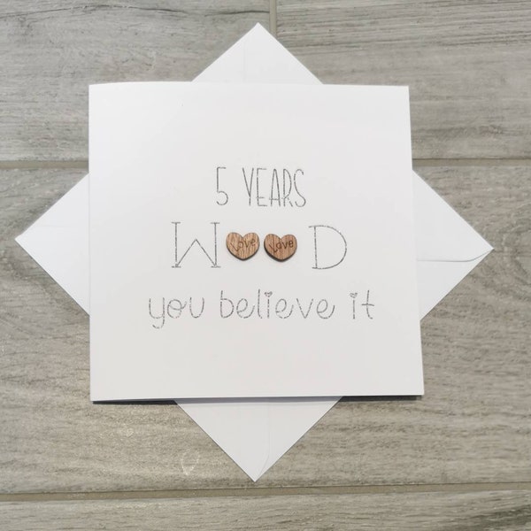 Carte d'anniversaire en bois de 5 ans - Amusante