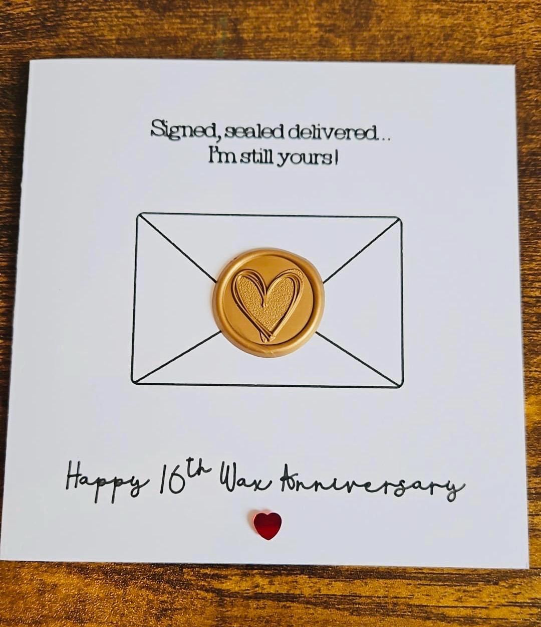Tarjeta de cera para el 16.º aniversario de bodas