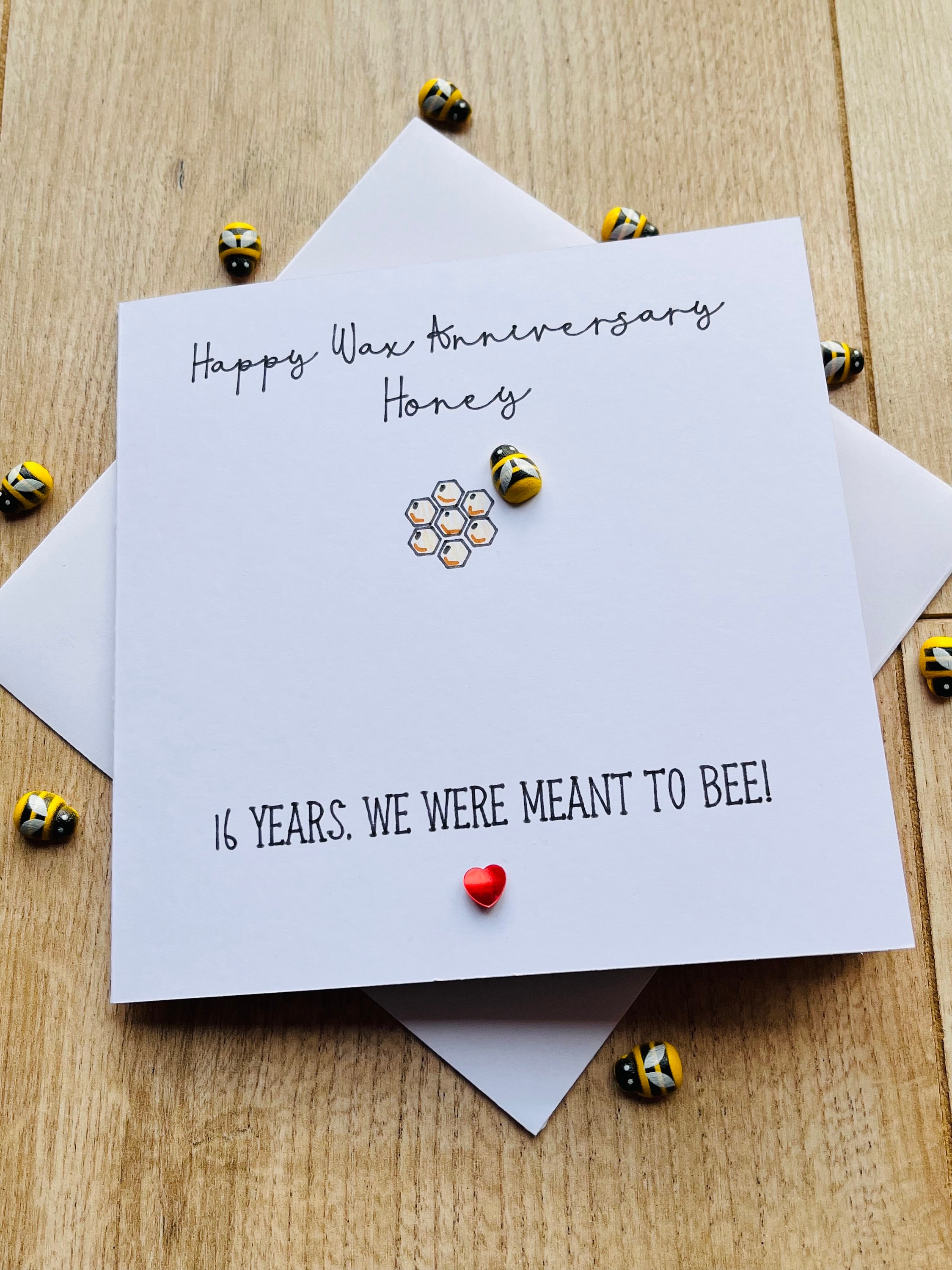 16th Wedding Anniversary WAX HONEY BEE Themed Card - Etsy
