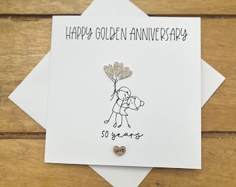 Goldene 50 Jahre Hochzeitskarte