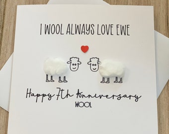 Io "WOOL" adoro sempre il biglietto per il 7° anniversario di Ewe. Tema lana: divertente