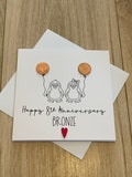 8th eighth Anniversary Card Bronze, Cute penguins
