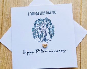 Tarjeta del noveno aniversario del árbol de sauce