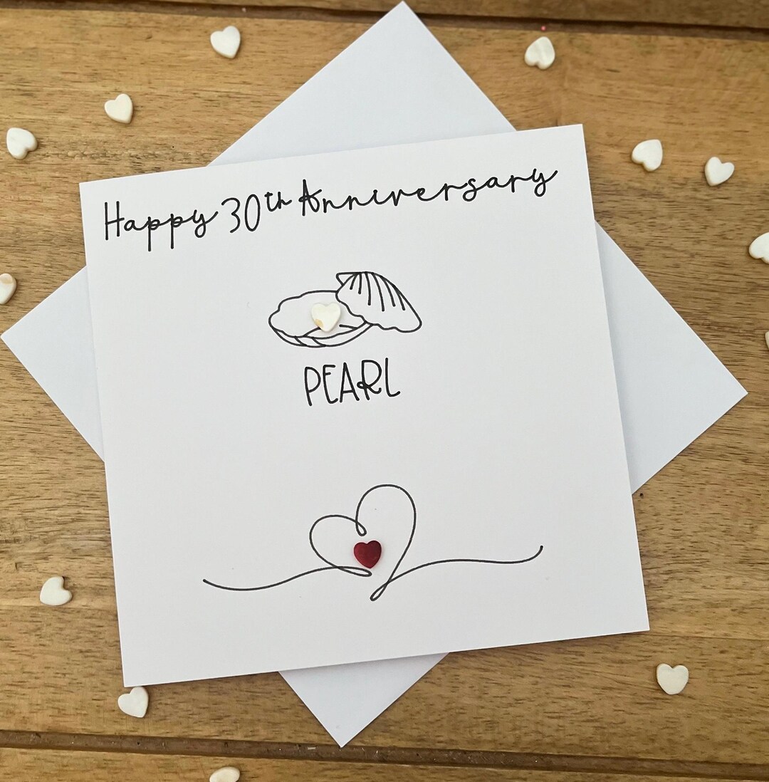 30th Pearl Wedding Anniversary Card - Etsy UK