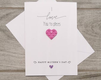 Mother's Day 'I / We Love You To Pieces ' Lego Card