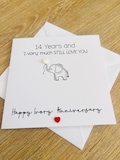14th Ivory Elephant Wedding Anniversary Card