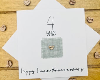 4th Wedding Anniversary Linen Card