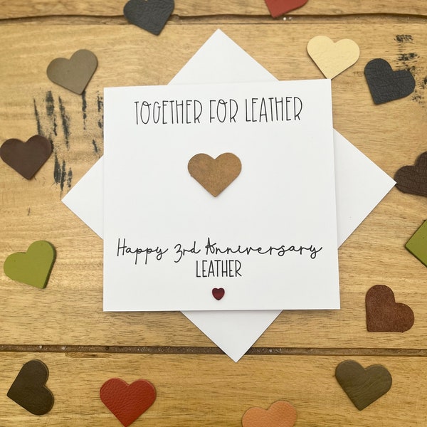 3rd leather wedding anniversary card