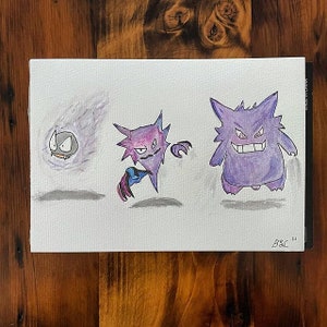 Mega Gengar Pokemon Watercolour A4 Print 