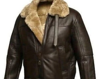 Giubbotto da aviatore B3 marrone Giubbotto da aviatore RAF Bomber marrone Giubbotto in vero shearling Giubbotto in vera pelle di montone 100% vero shearling