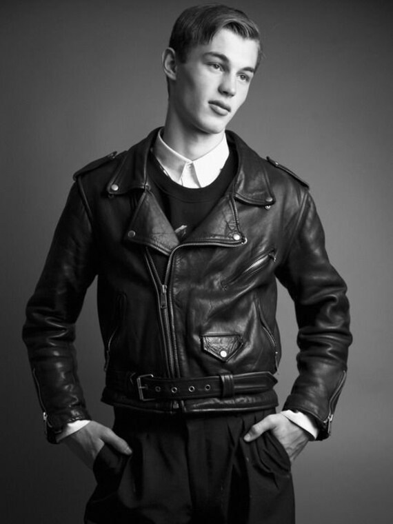 Biker Leather Jacket Men's 1950's Style 