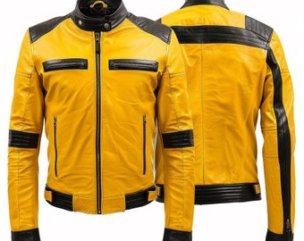 Chaqueta de cuero Vintage Retro Café Racer para hombre - Chaqueta motera de cuero genuino para ciclistas.