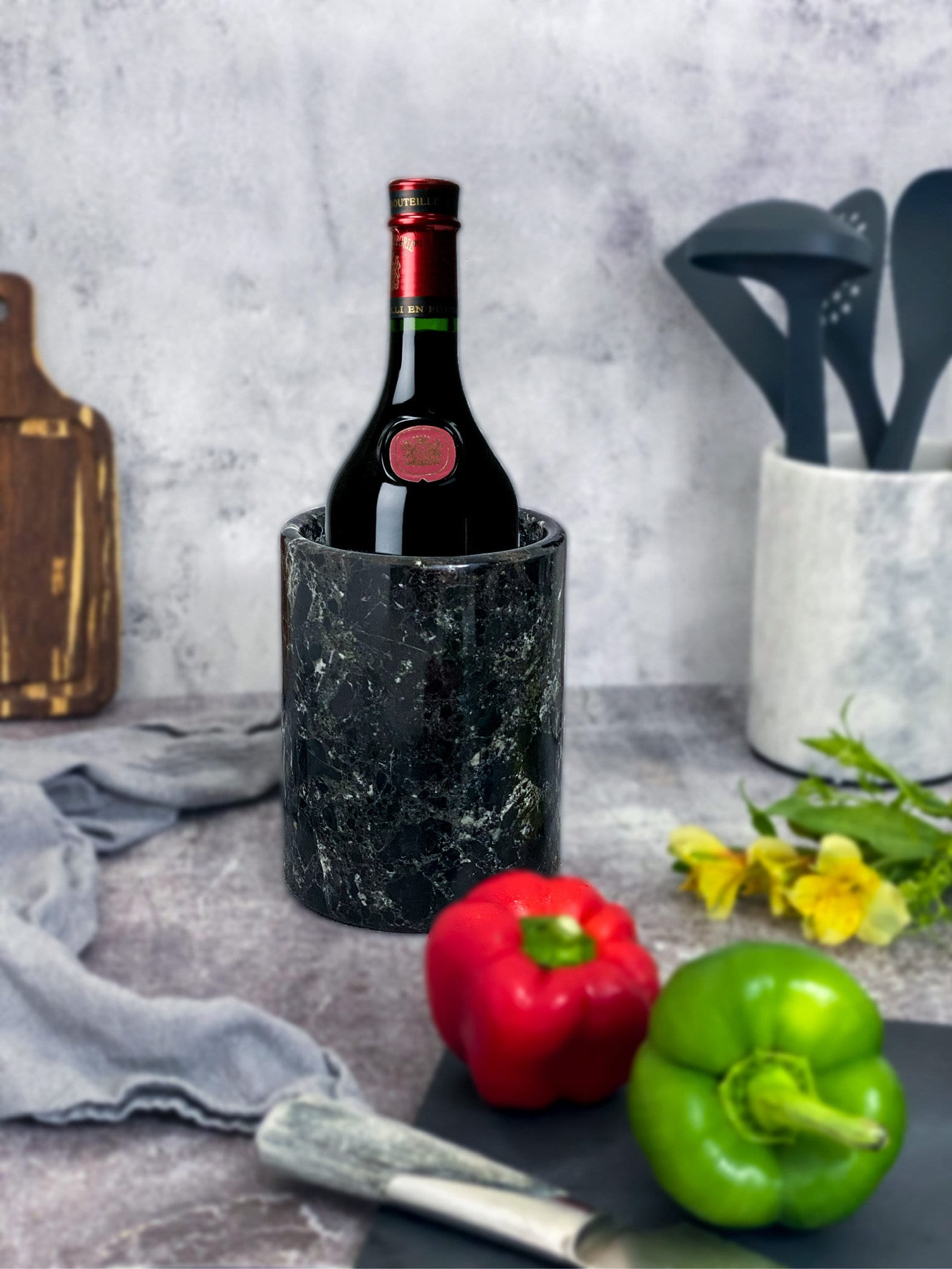 Wine Chiller, Black Marble Wine Bottle Cooler, Wine Keeper, Bar Set, Gifts,  Handmade Home Decor, Marble Vase, Marble Holder 
