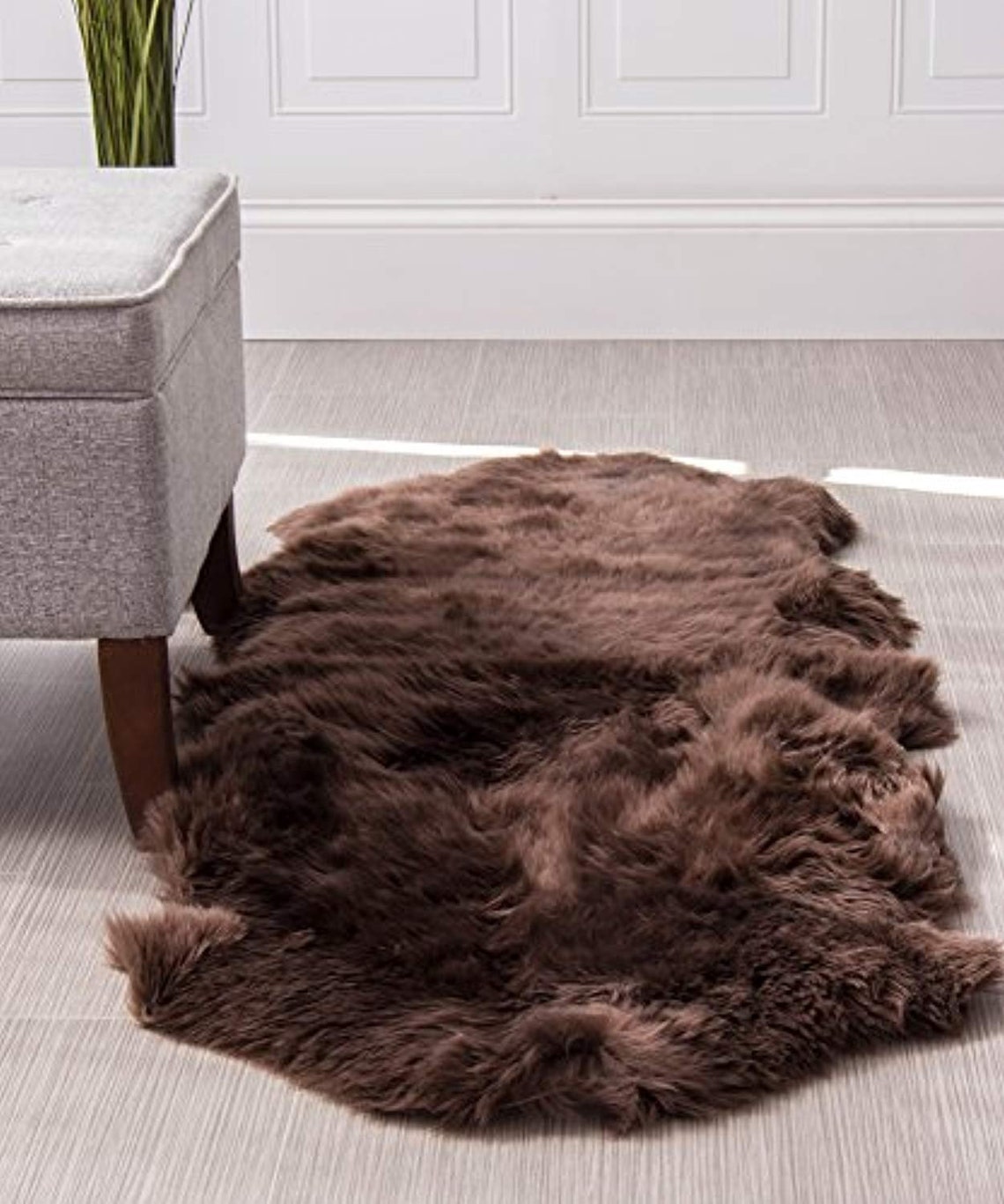 Large Sheepskin Rug Brown Sheep Skin Double Pelt Fur Wool Etsy