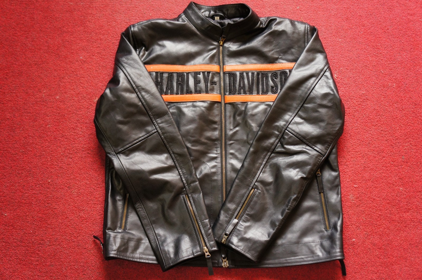 Bill Goldberg Classic Men's Harley Davidson Black Leather Motorcycle Jacket  (XXXL) at  Men's Clothing store